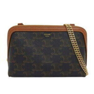 Celine Triomphe Chain Shoulder Bag Brown